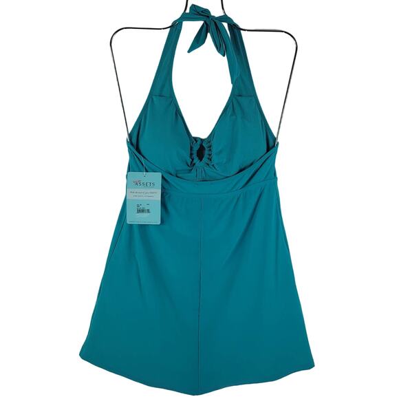 Spanx Love Your Assets Sara Blakley Turquoise Tie Summer Swim Dress M NWT - Picture 2 of 7
